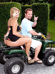 Hot fucking mini skirt milf gets fucked on a 4 wheeler motorcycle in these hot pics