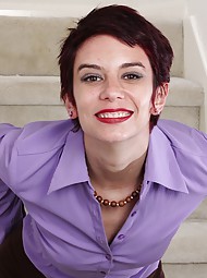 Hairy mature babe Nikki Lee strips butt ass naked.