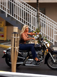 Movies of hot blonde motorcycle mama taking two cocks