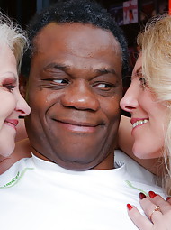 A naughty mature interracial threesome gets steamy and hot