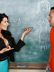 Romi Rain is a Language of the Human Body professor. Her student, Johnny, doesn't really understand the subject though. He believes he's taking a class about tits and ass. Being a great teacher means knowing how to reach your students and since